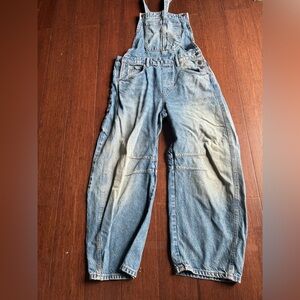 We The Free Indigo Denim Barrel Overalls